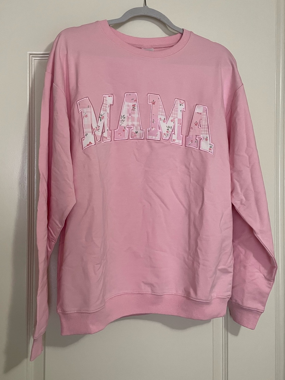 NWT Birdie Bean Mama Patchwork Crewneck Sweatshirt Pink L